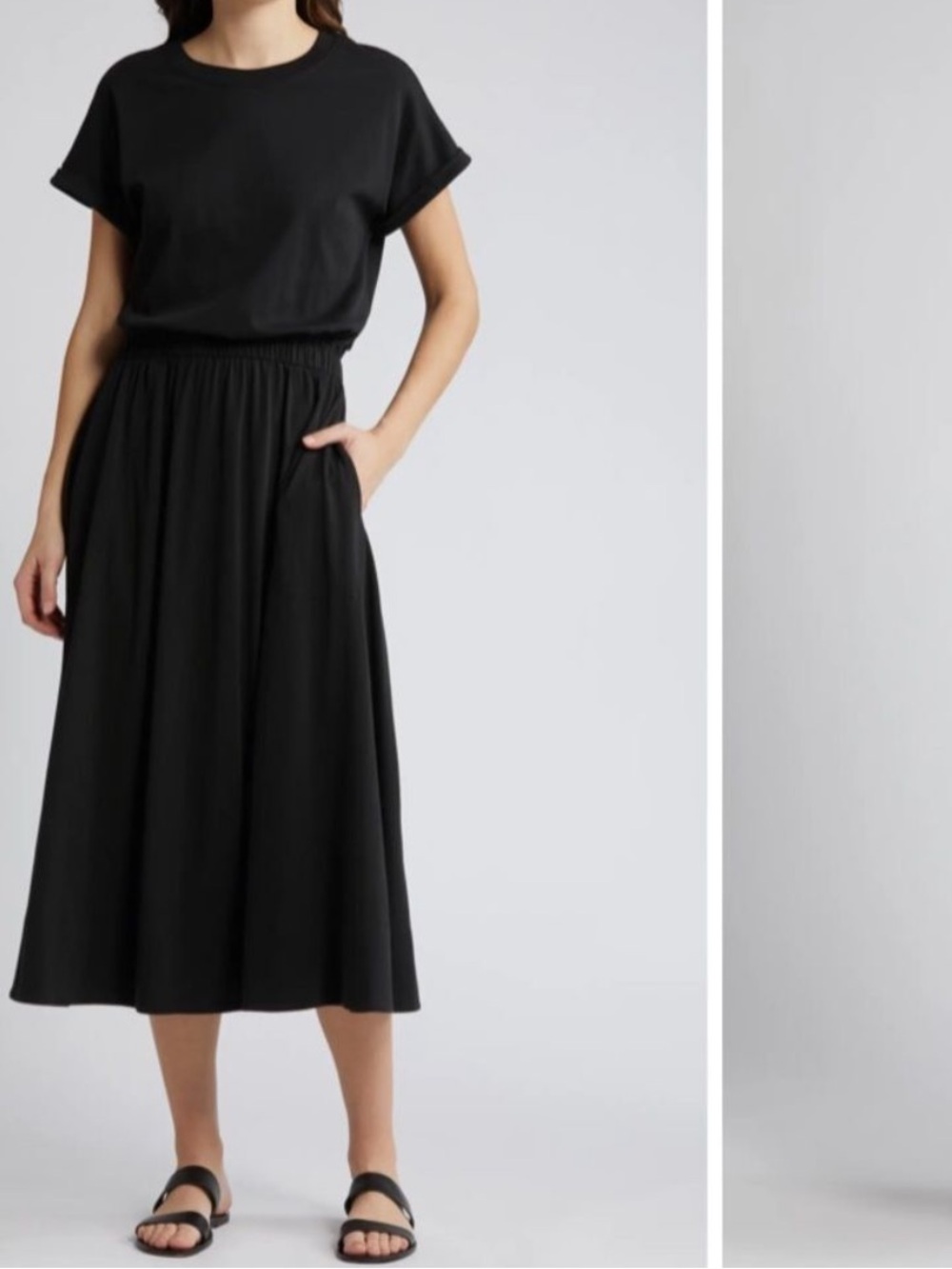 NATION LTD Garcelle Dress Organic Peruvian Cotton Black Maxi Dress Pockets XL